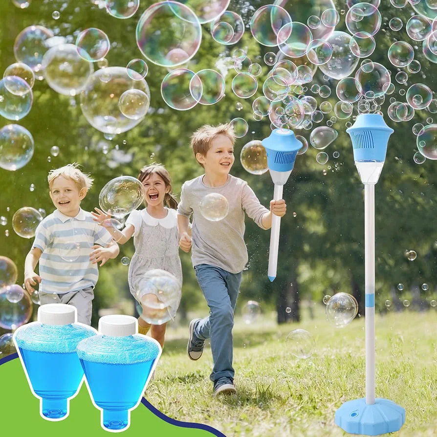 Bubble Stand Machine,Height 47 Inches Stand Up Automatic Bubble Machine for Kids,Outdoor Tall Bubble Maker with Lights,Rechargeable Standing Bubble Machine for Parties