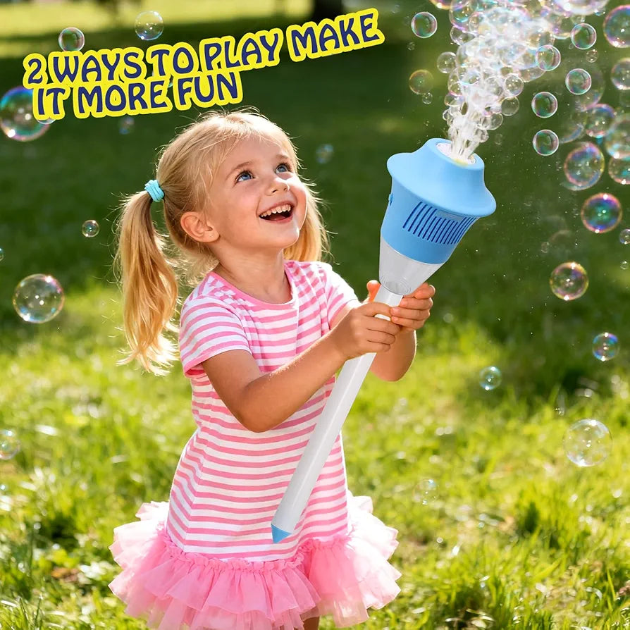 Bubble Stand Machine,Height 47 Inches Stand Up Automatic Bubble Machine for Kids,Outdoor Tall Bubble Maker with Lights,Rechargeable Standing Bubble Machine for Parties